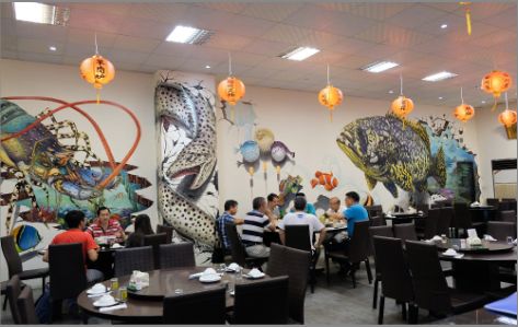 宝应海鲜餐厅墙体彩绘
